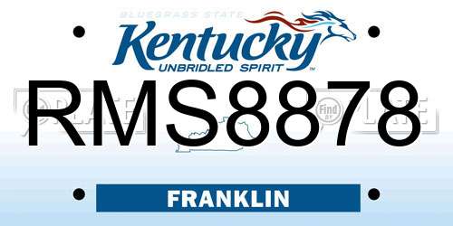 RMS8878 Kentucky License Plate