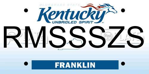 RMSSSZS Kentucky License Plate