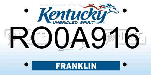 RO0A916 Kentucky License Plate