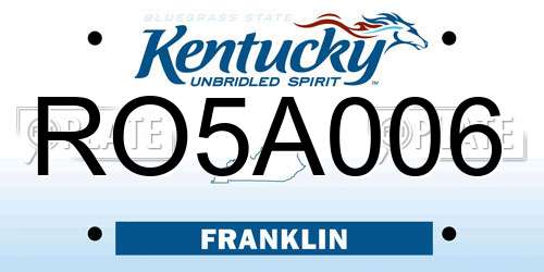 RO5A006 Kentucky License Plate