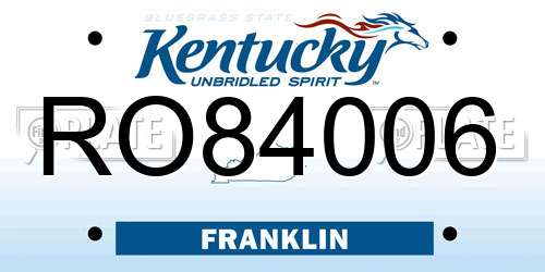RO84006 Kentucky License Plate