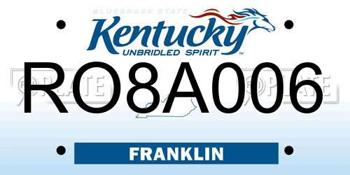 RO8A006 Kentucky License Plate
