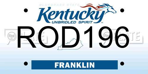 ROD196 Kentucky License Plate