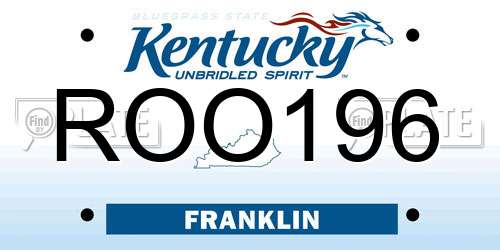 ROO196 Kentucky License Plate