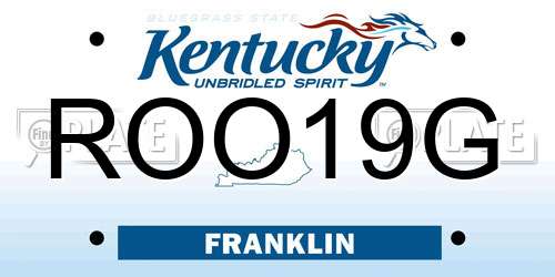 ROO19G Kentucky License Plate