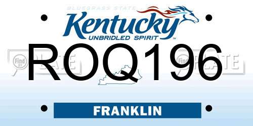 ROQ196 Kentucky License Plate