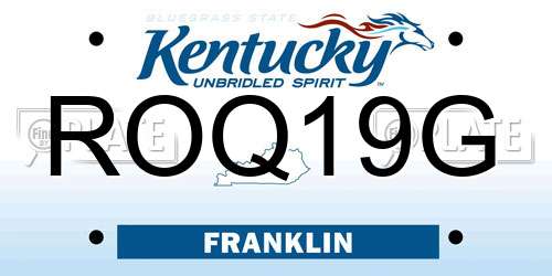 ROQ19G Kentucky License Plate