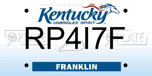 RP4I7F Kentucky License Plate