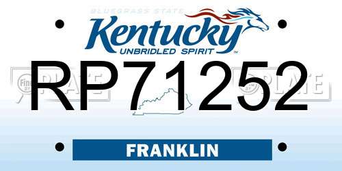 RP71252 Kentucky License Plate