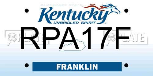 RPA17F Kentucky License Plate
