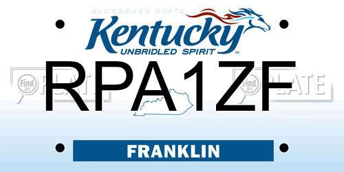 RPA1ZF Kentucky License Plate