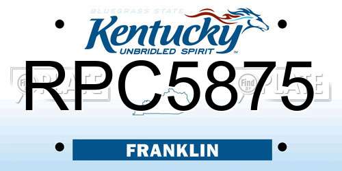 RPC5875 Kentucky License Plate