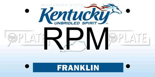 RPM Kentucky License Plate