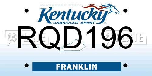 RQD196 Kentucky License Plate