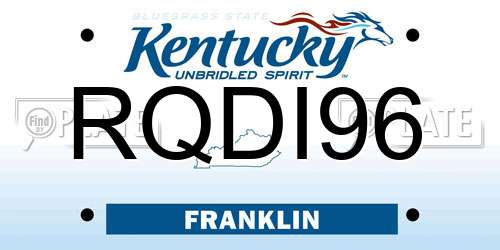 RQDI96 Kentucky License Plate