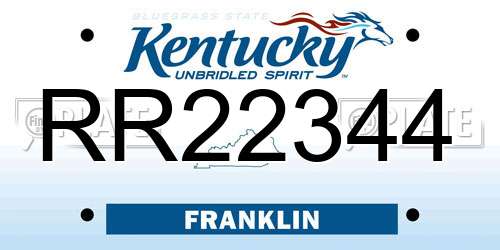 RR22344 Kentucky License Plate