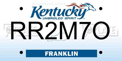 RR2M7O Kentucky License Plate