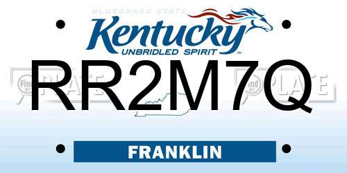 RR2M7Q Kentucky License Plate