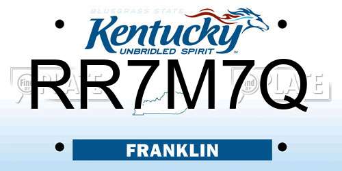 RR7M7Q Kentucky License Plate