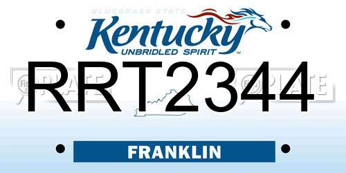 RRT2344 Kentucky License Plate