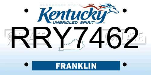 RRY7462 Kentucky License Plate