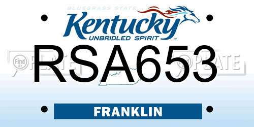 RSA653 Kentucky License Plate