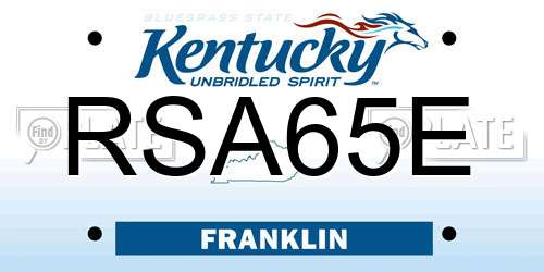 RSA65E Kentucky License Plate