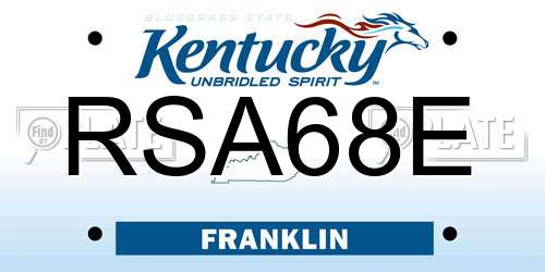 RSA68E Kentucky License Plate