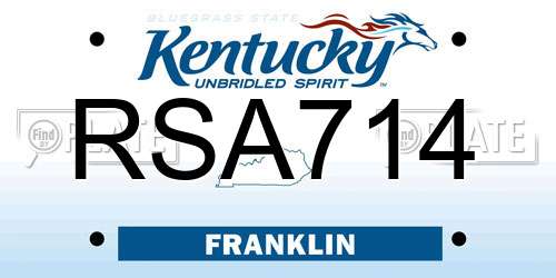 RSA714 Kentucky License Plate