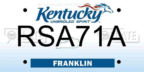 RSA71A Kentucky License Plate
