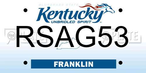 RSAG53 Kentucky License Plate