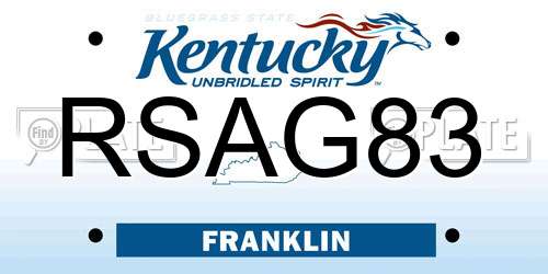 RSAG83 Kentucky License Plate
