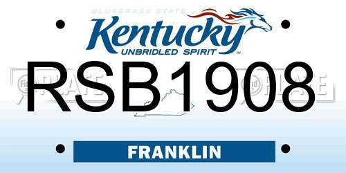 RSB1908 Kentucky License Plate