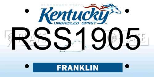 RSS1905 Kentucky License Plate