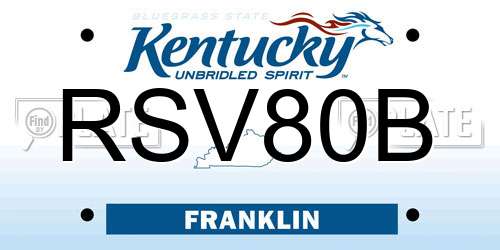 RSV80B Kentucky License Plate
