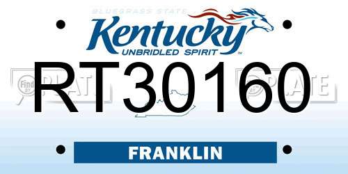 RT30160 Kentucky License Plate