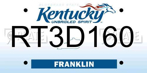 RT3D160 Kentucky License Plate