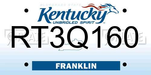 RT3Q160 Kentucky License Plate