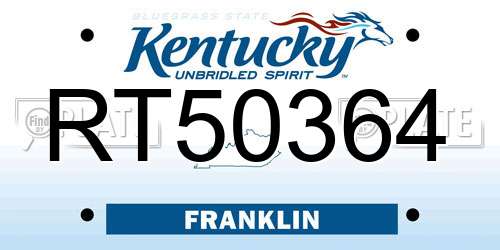 RT50364 Kentucky License Plate