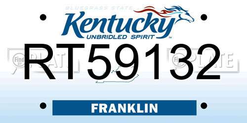 RT59132 Kentucky License Plate