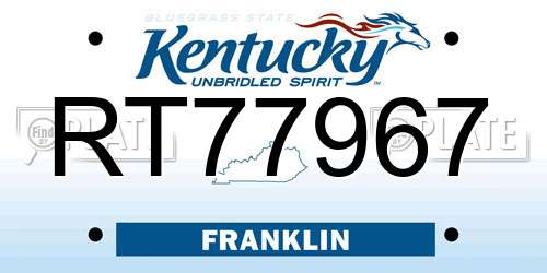 RT77967 Kentucky License Plate