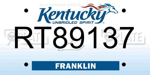RT89137 Kentucky License Plate