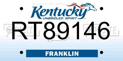 RT89146 Kentucky License Plate