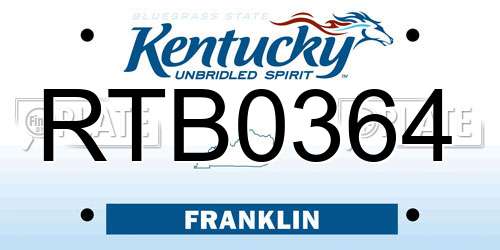 RTB0364 Kentucky License Plate
