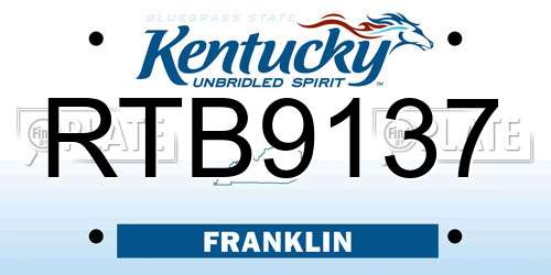 RTB9137 Kentucky License Plate