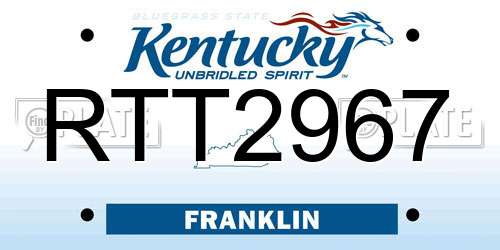 RTT2967 Kentucky License Plate