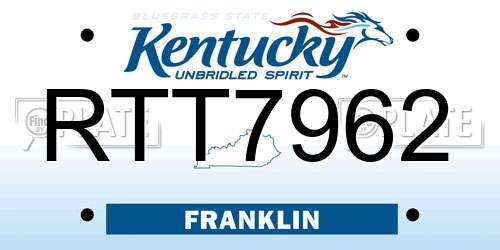 RTT7962 Kentucky License Plate