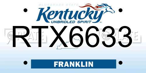 RTX6633 Kentucky License Plate