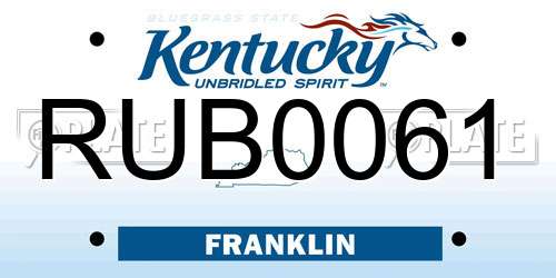 RUB0061 Kentucky License Plate