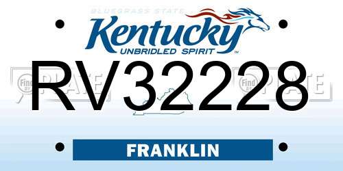 RV32228 Kentucky License Plate